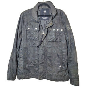 G-Star Raw Ospak Quilted Military Jacket Charcoal Camo Full Zip Mens Large